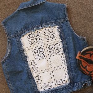 Shabby Chic Altered Jean Jacket Vest
